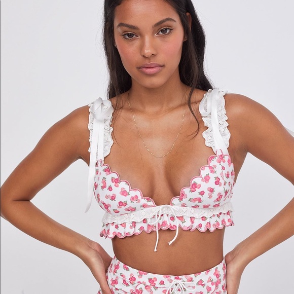2PC For Love & Lemons Baby Blooms Bra and Thong